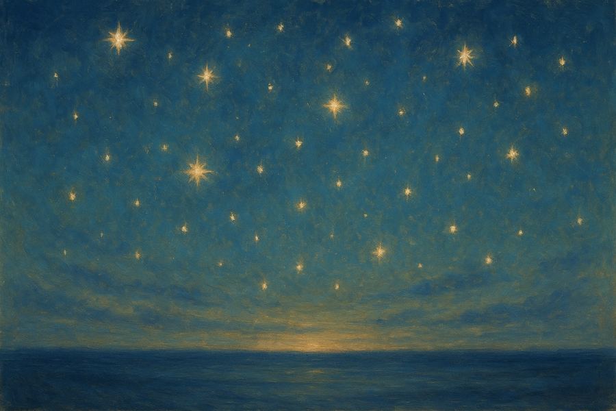 A starry night sky